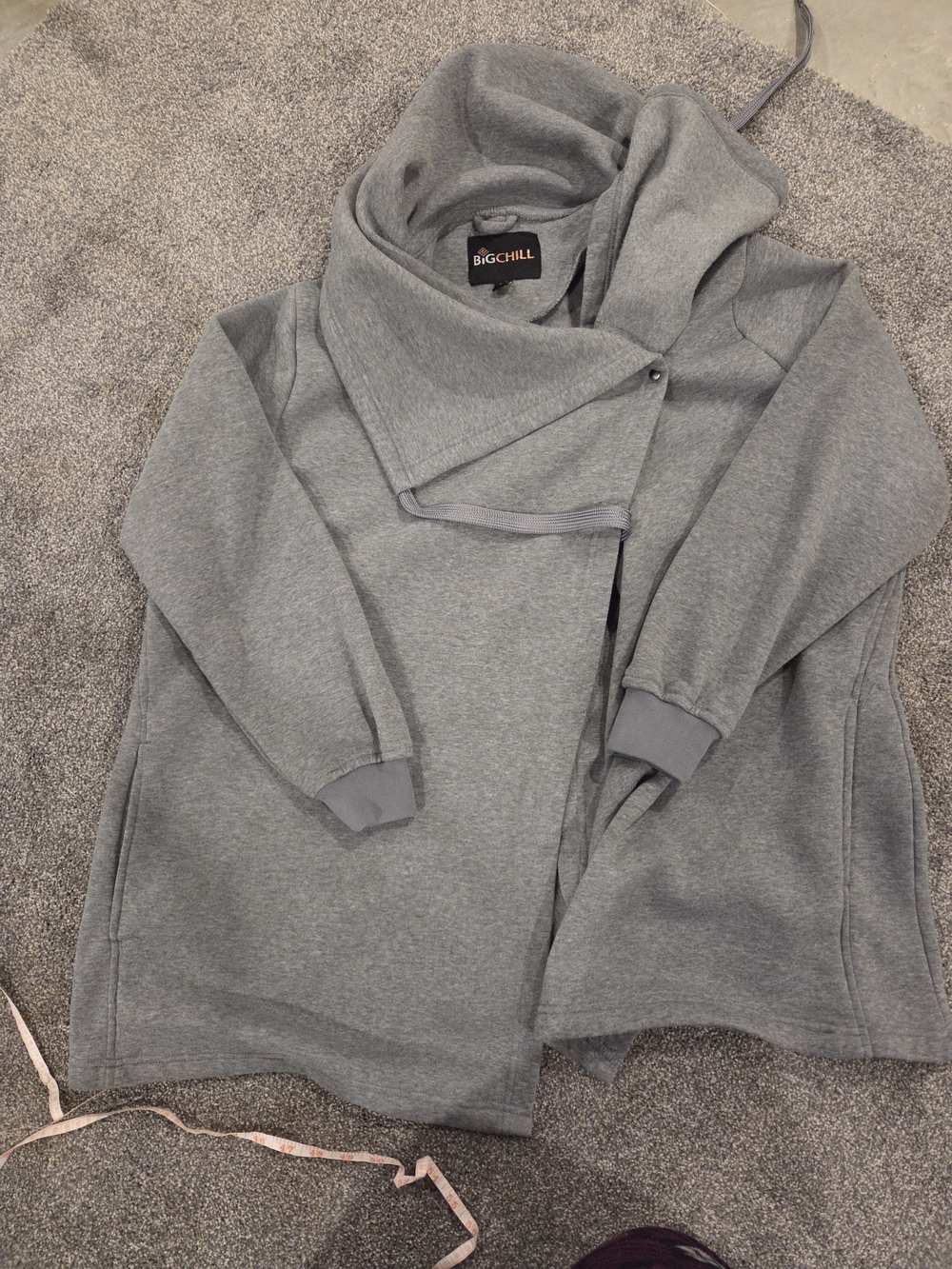 Big Chill Heather Grey Asymmetric Snap Collar Wrap Sweatshirt Jacket Women 2X